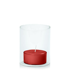 Red Tealight in 5.8cm x 7cm Glass Pack of 24