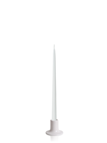 White 35cm Taper Candles with Mona Ceramic Holder - Set of 12 Pack of 12
