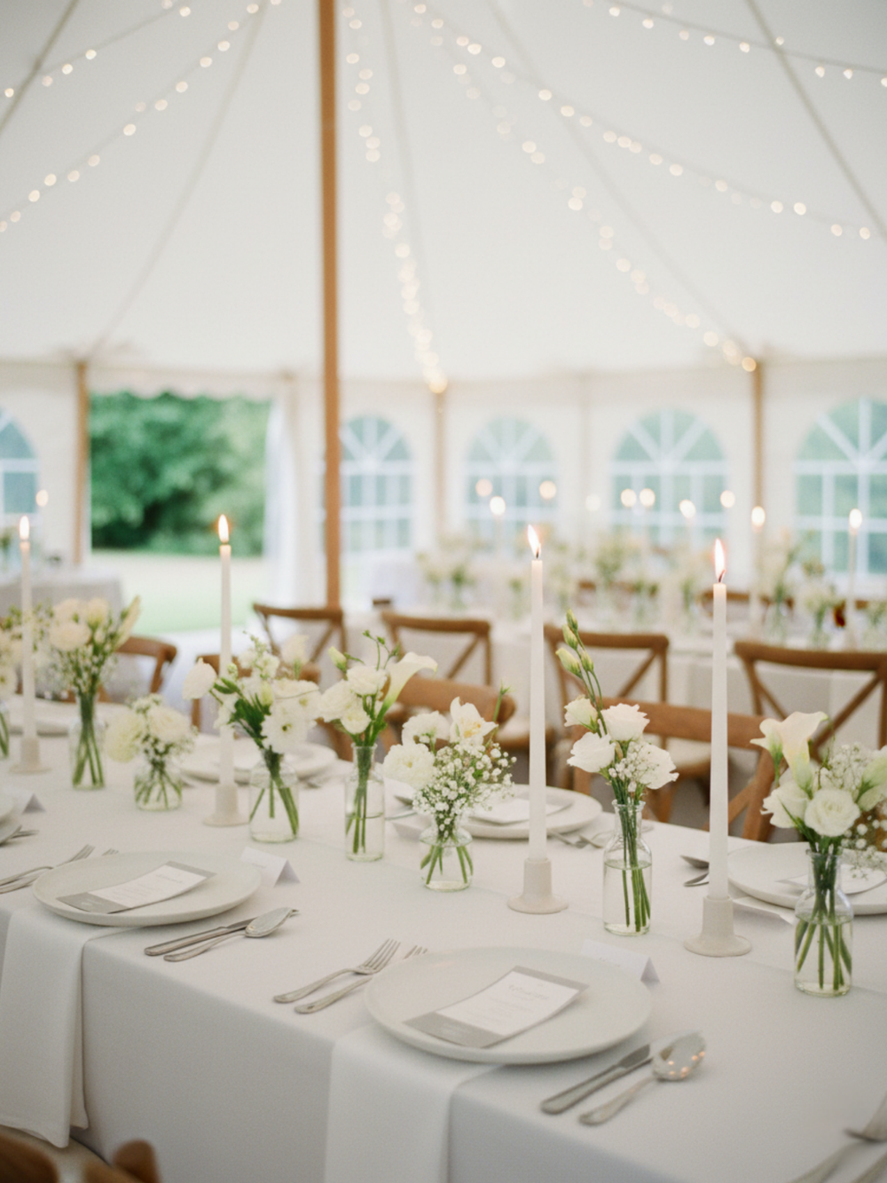 White 35cm Taper Candles with Mona Ceramic Holder - Set of 12 Pack of 12