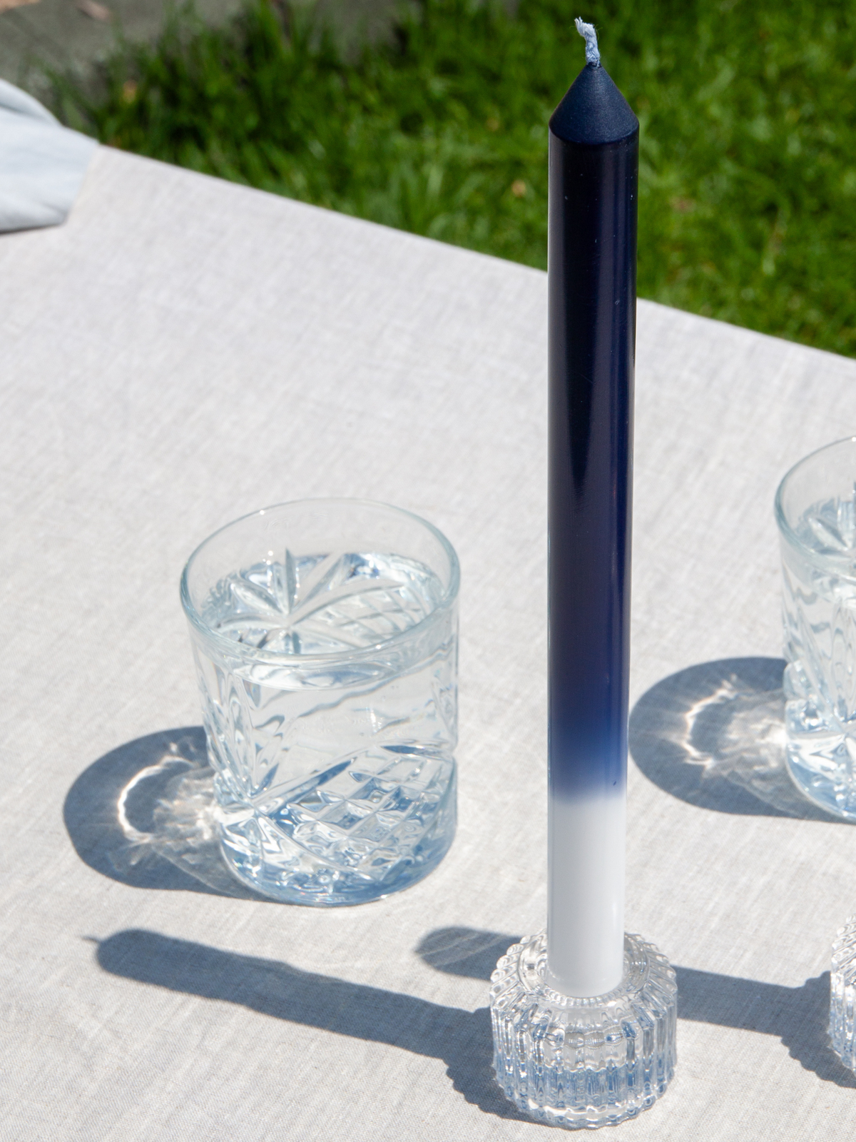 White & Sapphire 30cm Ombre Dinner Candles