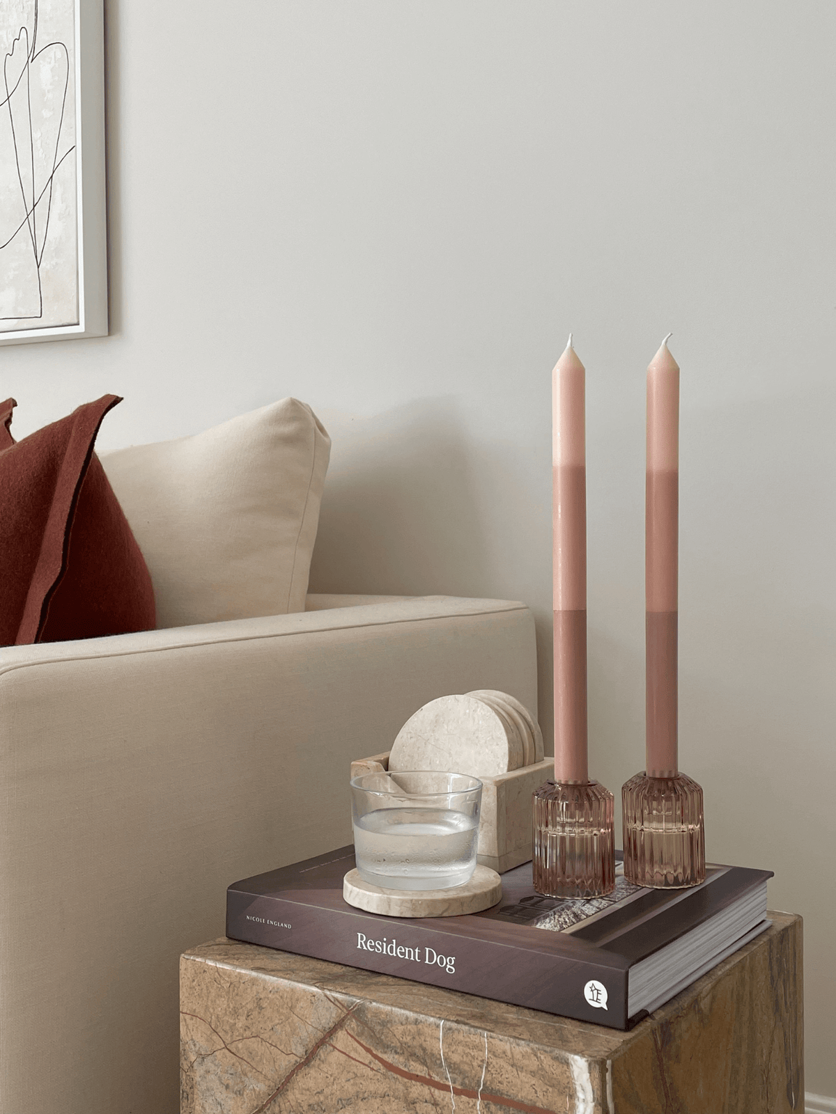 Vanilla Latte 30cm Layered Dinner Candles Pack of 4
