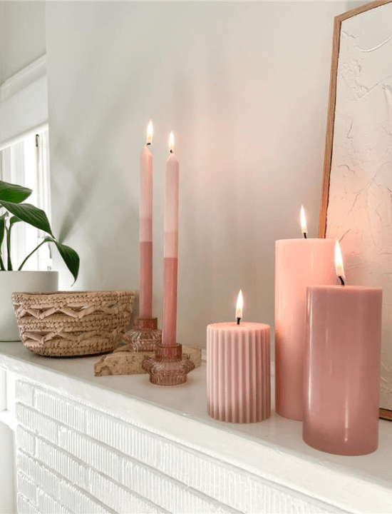 Vanilla Latte 30cm Layered Dinner Candles Pack of 4