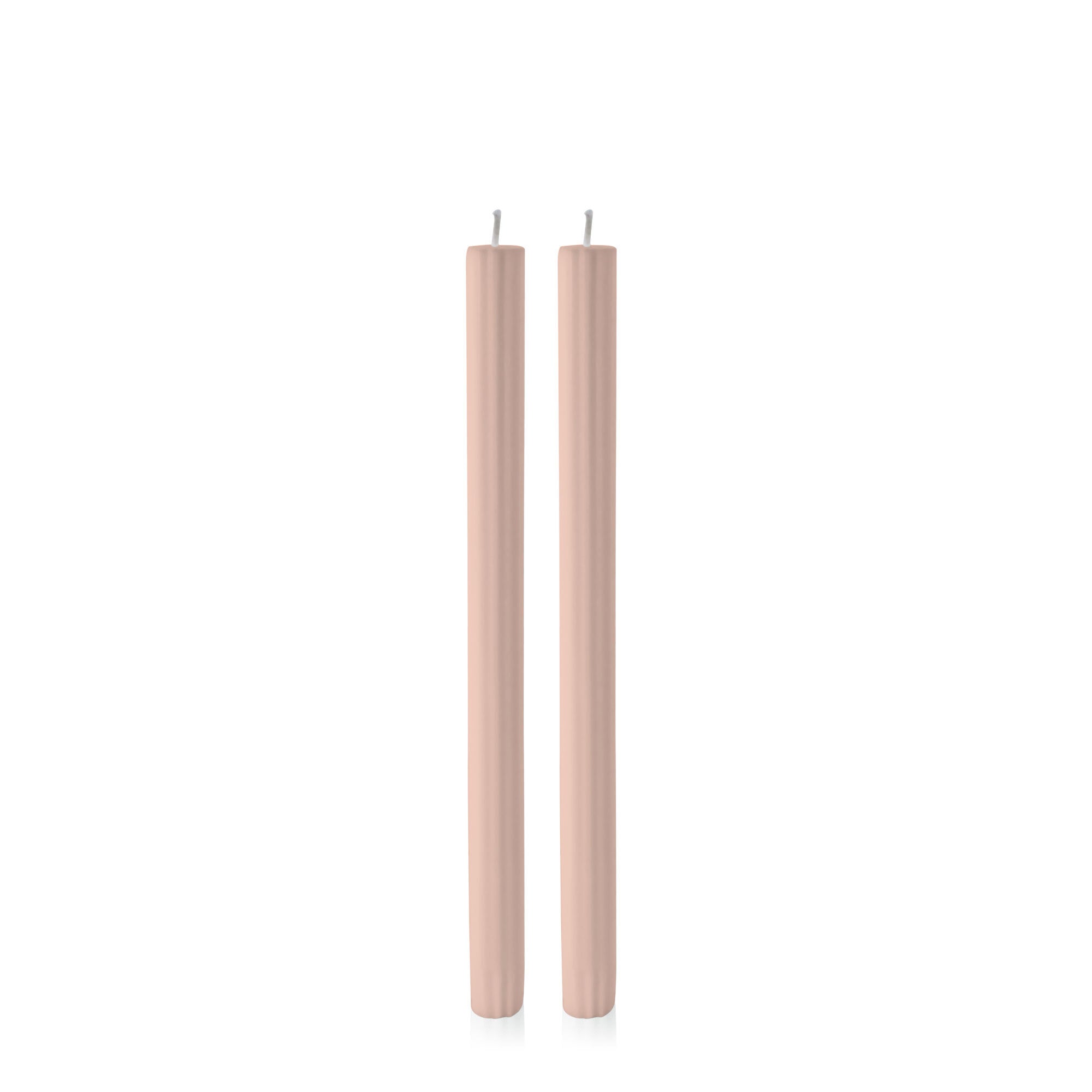 Nude 30cm Fluted Dinner Candles Pack of 2