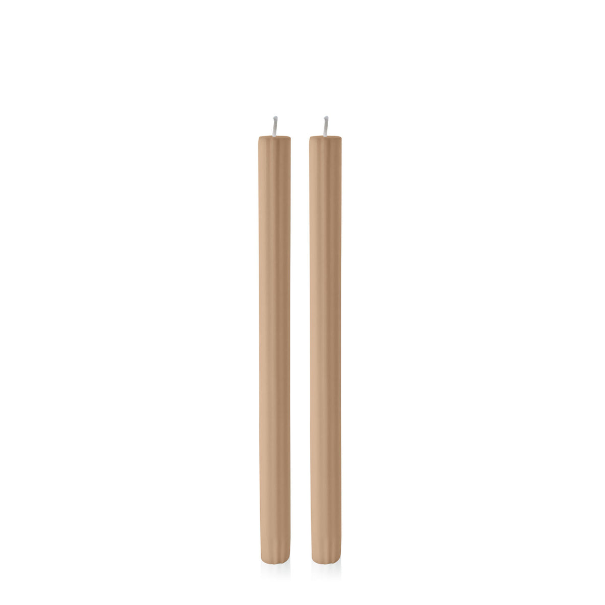 Toffee 30cm Fluted Dinner Candles Pack of 2