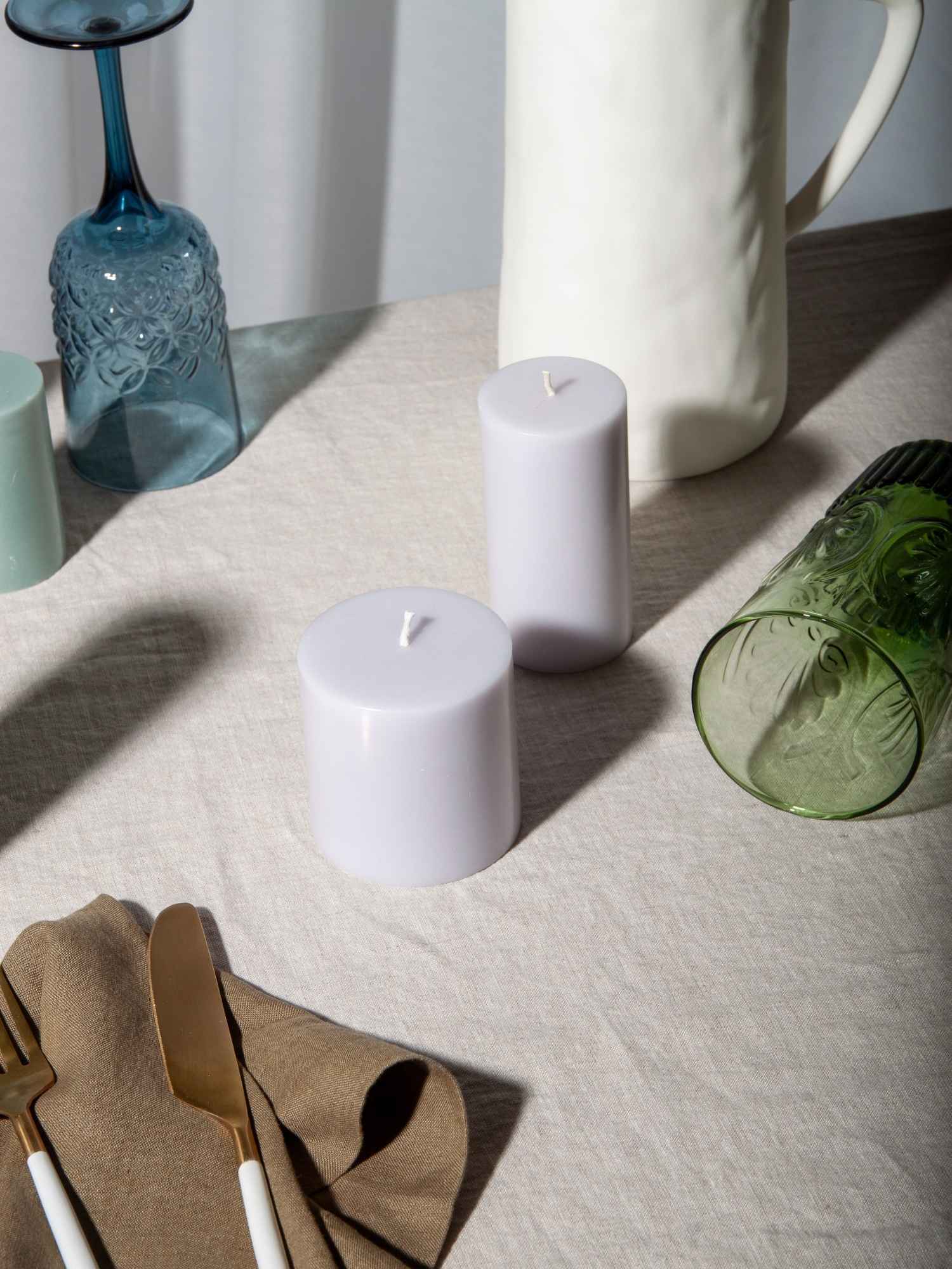 Silver Grey 7cm x 7cm Pillar Pack of 1