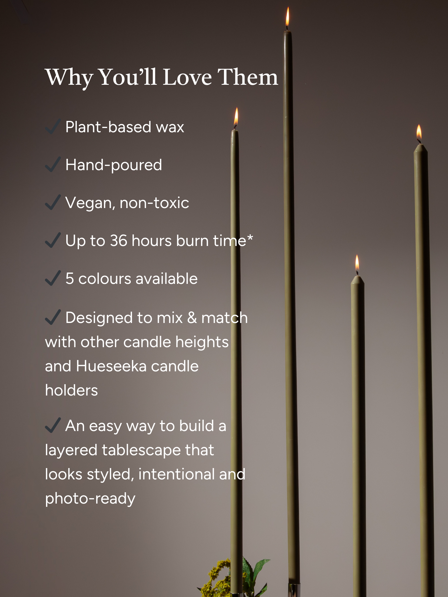 Olive 100cm Dinner Candles Pack of 1