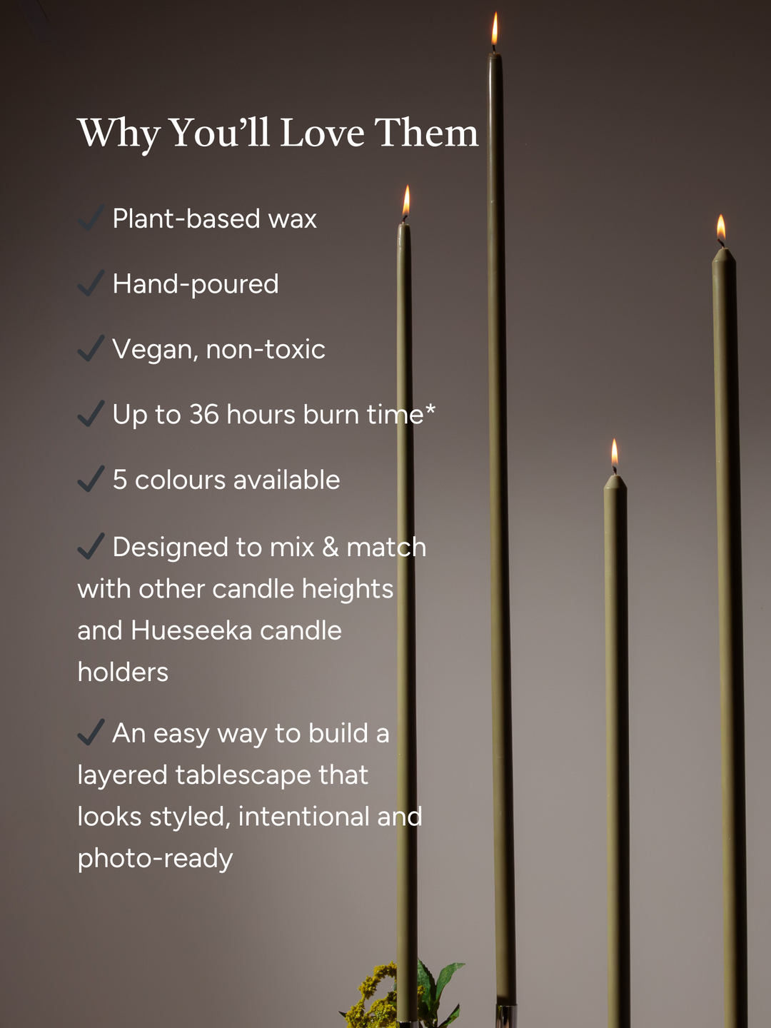 Olive 100cm Dinner Candles Pack of 1