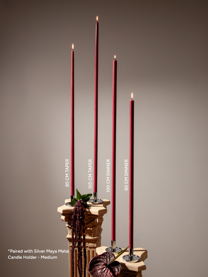 Burgundy 105cm Taper Candles Pack of 1