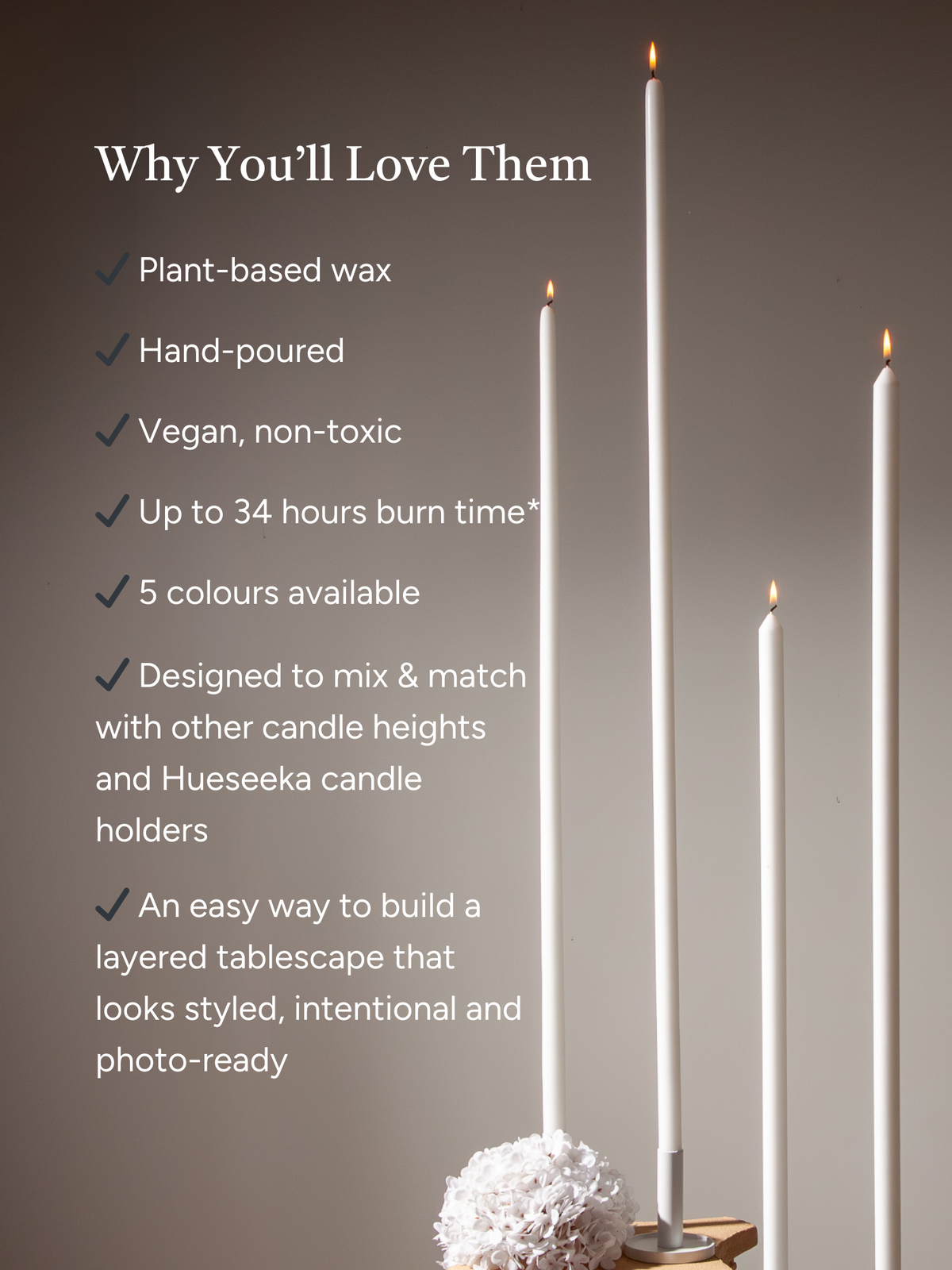 White 105cm Taper Candles Pack of 1