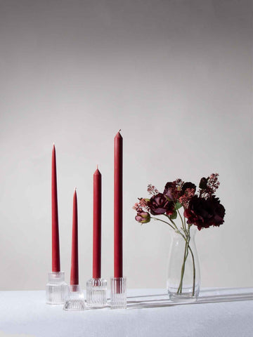 Burgundy 25cm Taper Candles - Pack of 96