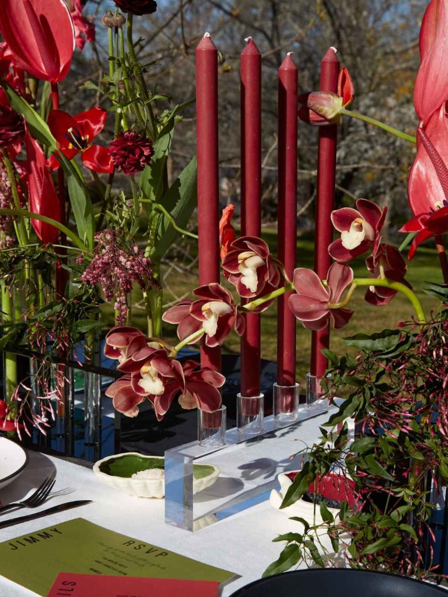 Burgundy 60cm Dinner Candles