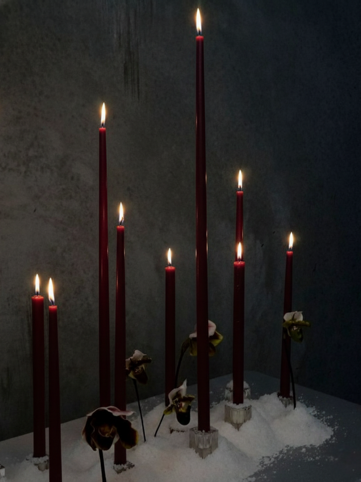 Burgundy 65cm Taper Candles