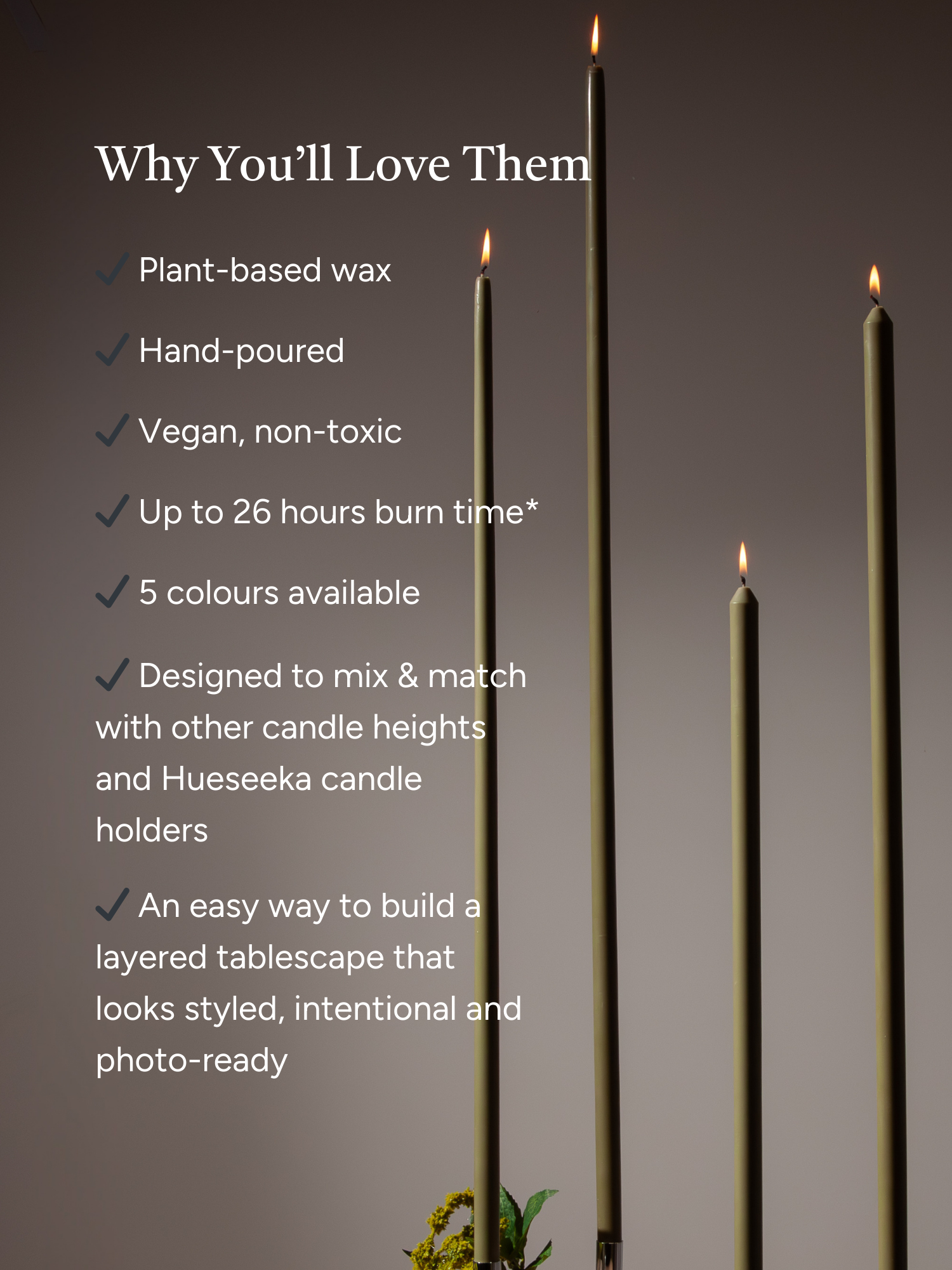 Olive 80cm Dinner Candles Pack of 1