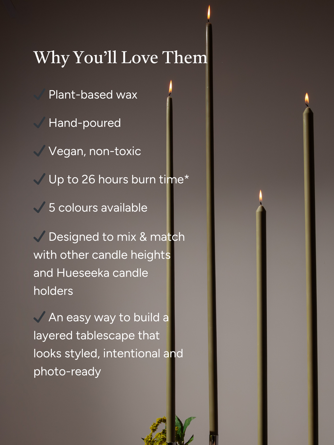 Olive 80cm Dinner Candles Pack of 1