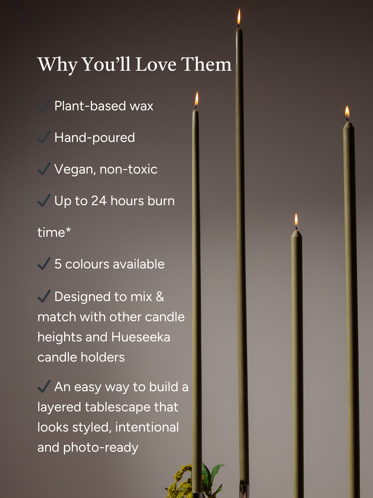 Olive 85cm Taper Candles Pack of 1