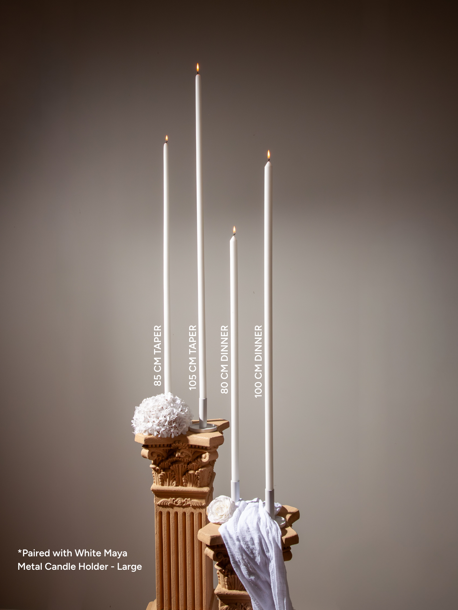 White 85cm Taper Candles Pack of 1