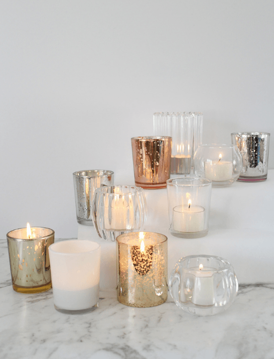 White 4 cm x 5 cm Votives Pack of 6