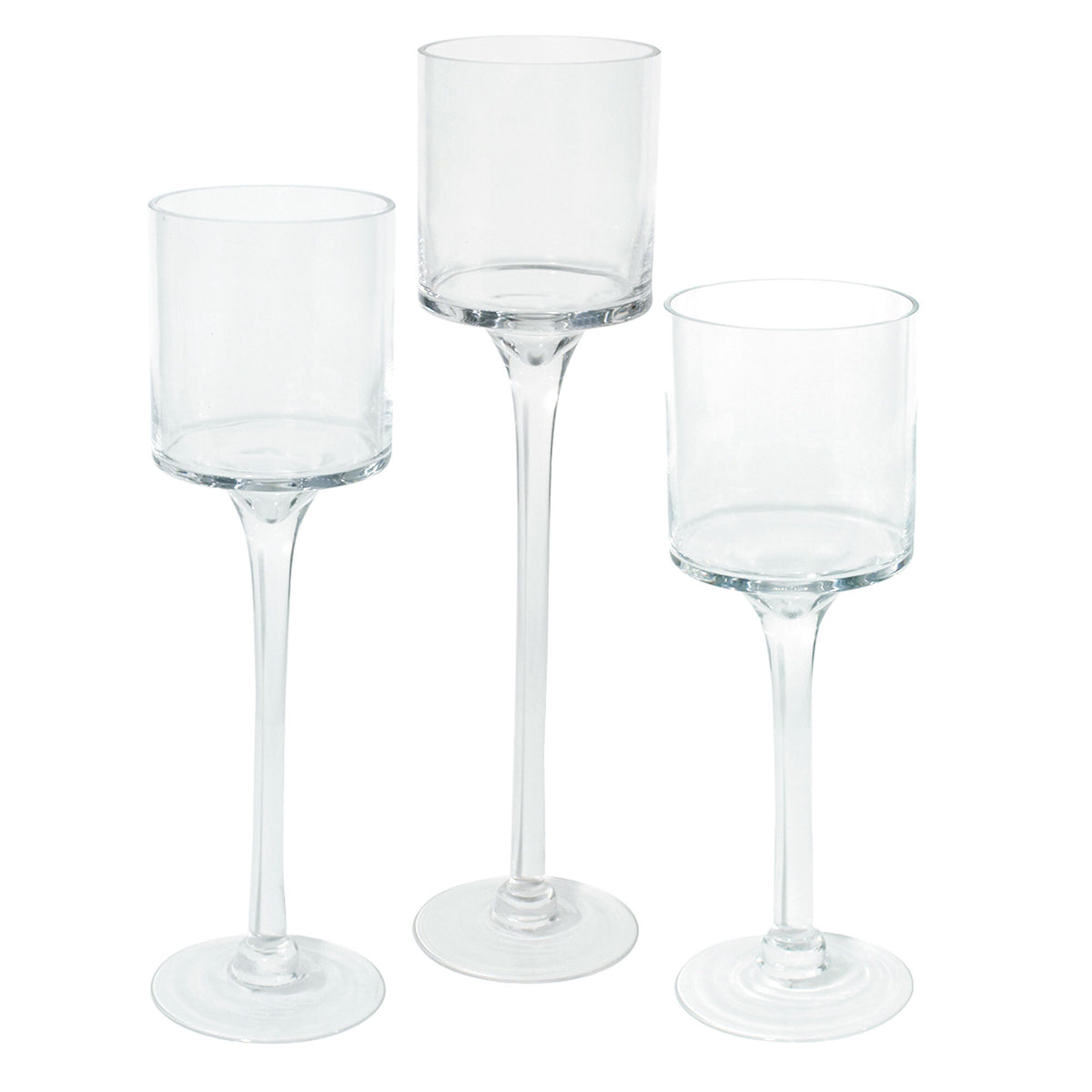 Clear 8cm Glass Holder with Stem Set Pack of 1