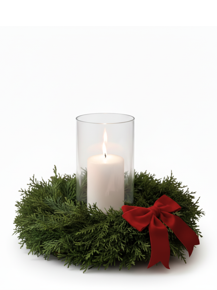 Cedar Pine Wreath Candle Ring Green