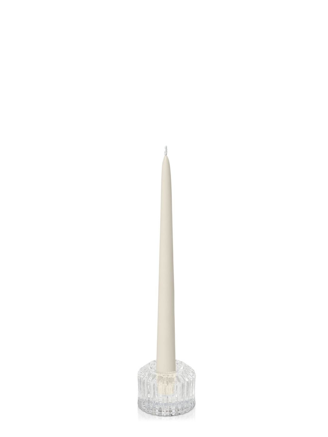 Ivory 25cm Taper Candles with Bella Vintage Glass Holders - Set of 12 Pack of 12