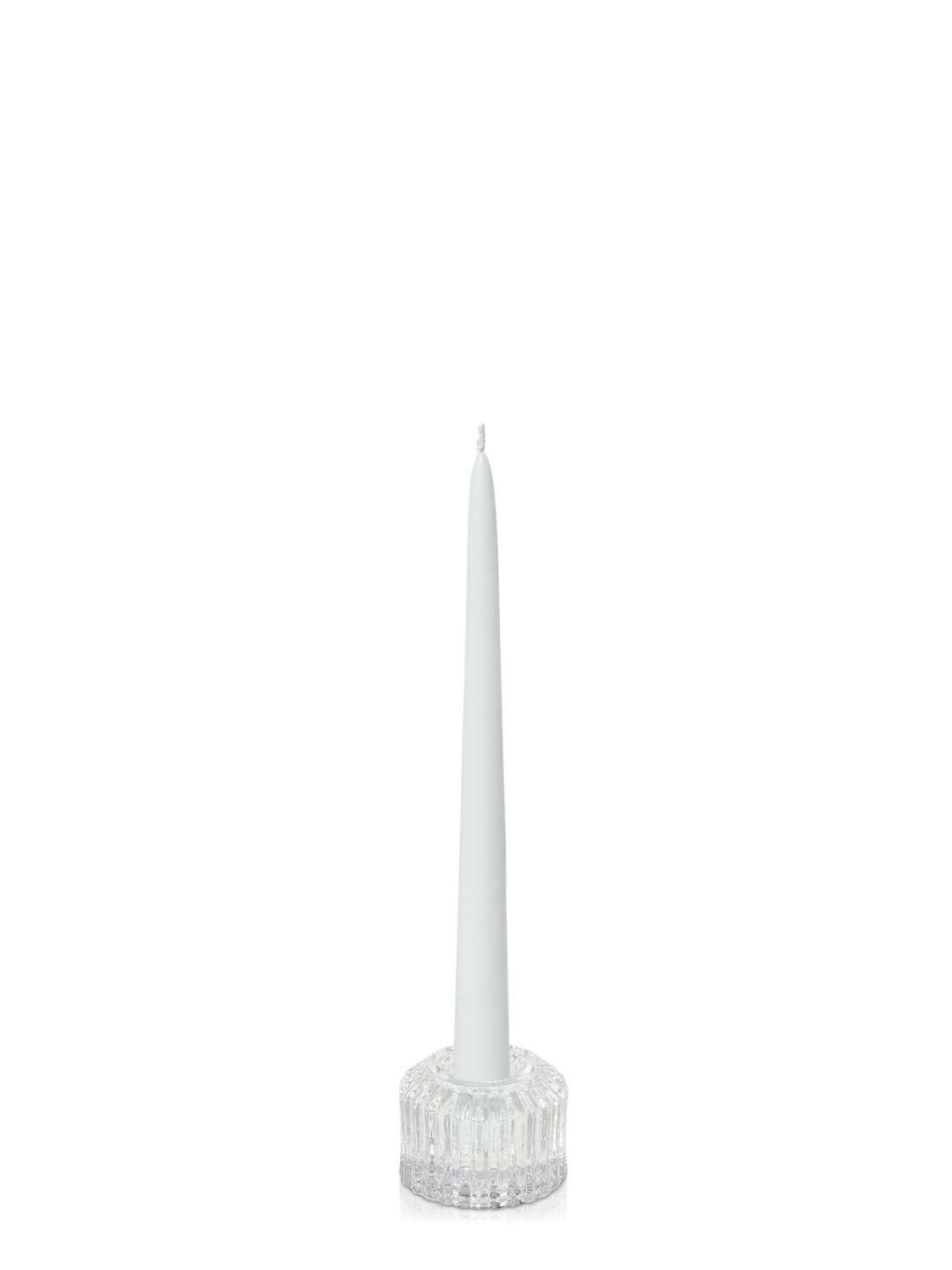 White 25cm Taper Candles with Bella Vintage Glass Holders - Set of 12 Pack of 12