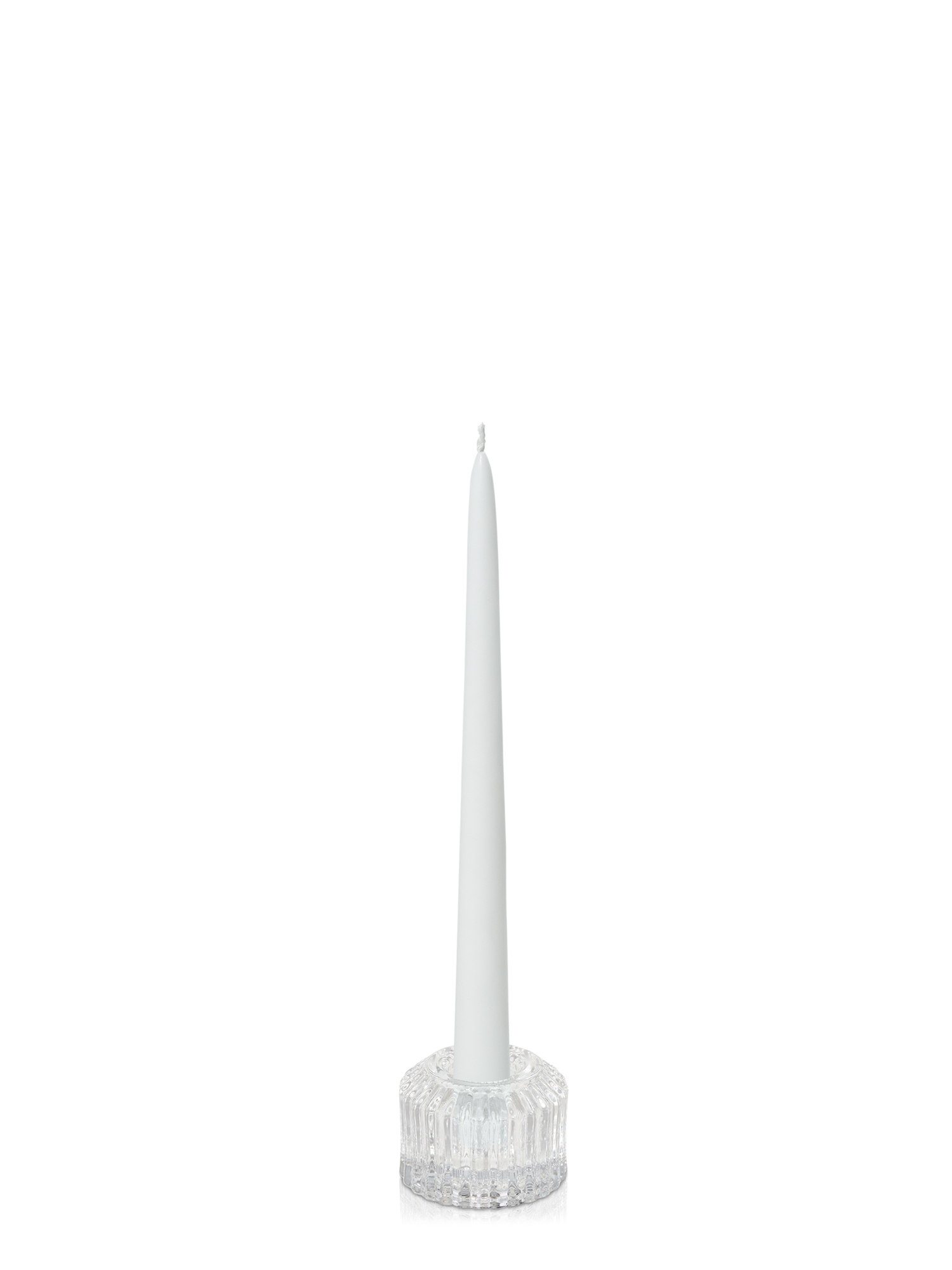 White 25cm Taper Candles with Bella Vintage Glass Holders - Set of 12 Pack of 12