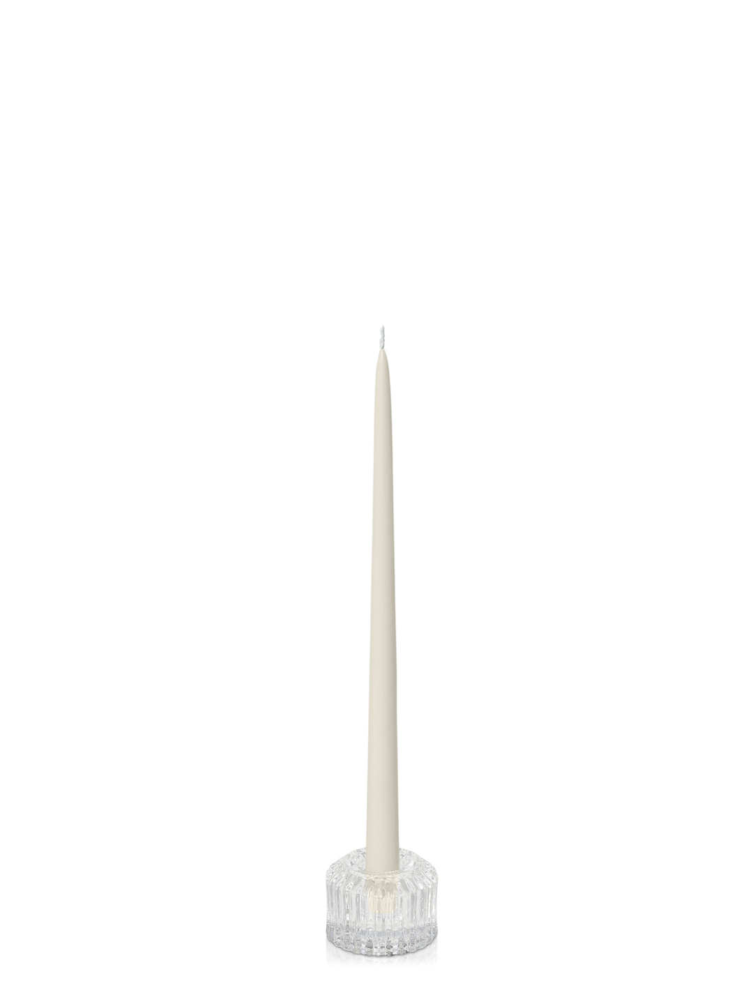 Ivory 35cm Taper Candles with Bella Vintage Glass Holders - Set of 12 Pack of 12