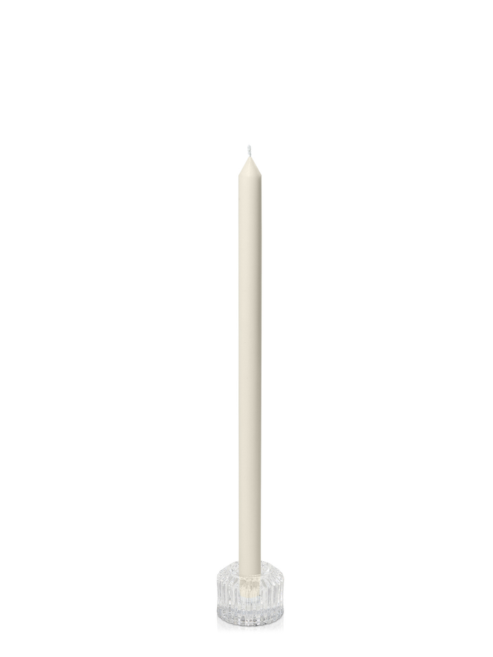 Ivory 40cm Dinner Candles with Bella Vintage Glass Holders - Set of 12 Pack of 12