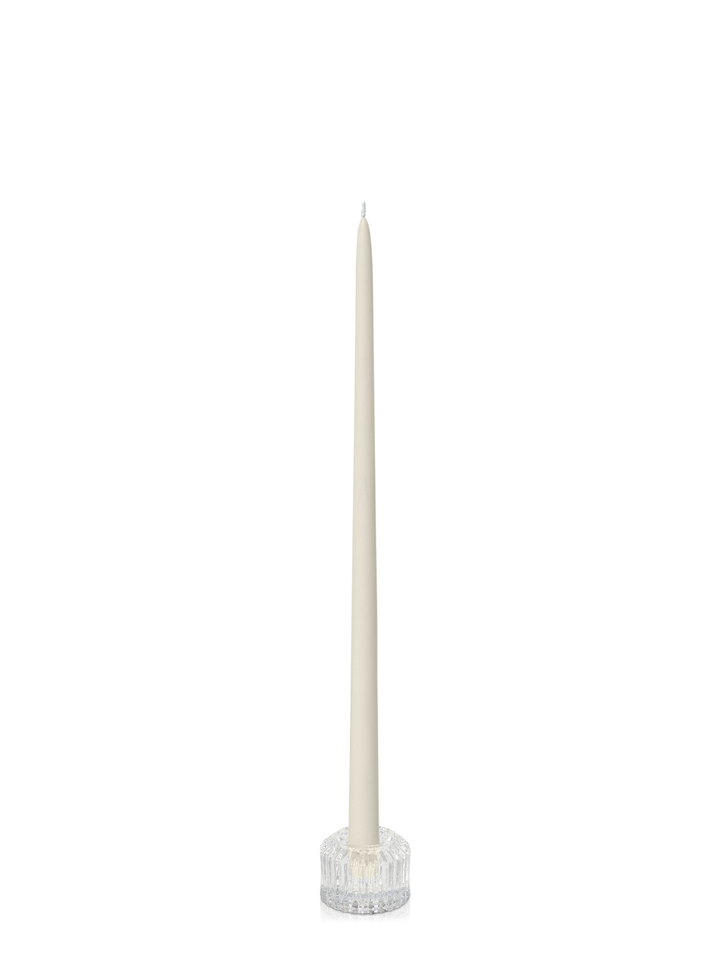 Ivory 45cm Taper Candles with Bella Vintage Glass Holders - Set of 6 Pack of 6