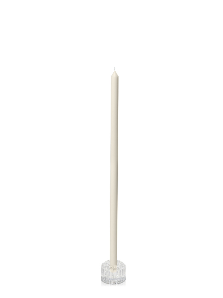 Ivory 50cm Dinner Candles with Bella Vintage Glass Holders - Set of 6 Pack of 6