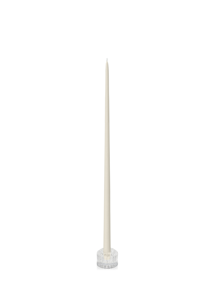 Ivory 55cm Taper Candles with Bella Vintage Glass Holders - Set of 6 Pack of 6