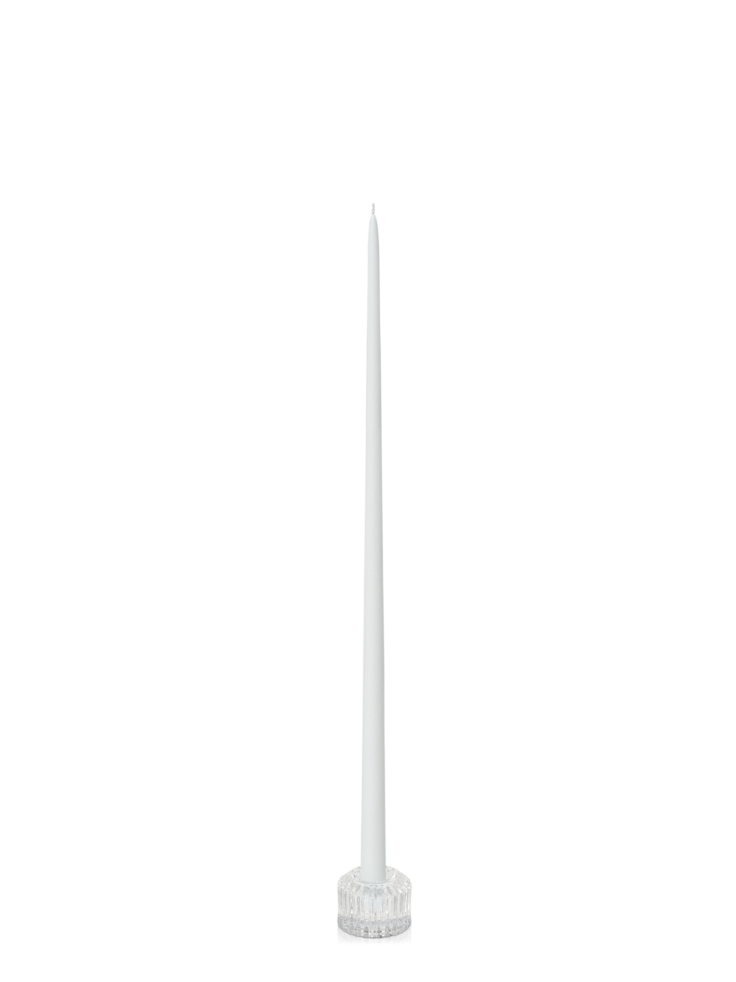 White 55cm Taper Candles with Bella Vintage Glass Holders - Set of 6 Pack of 6