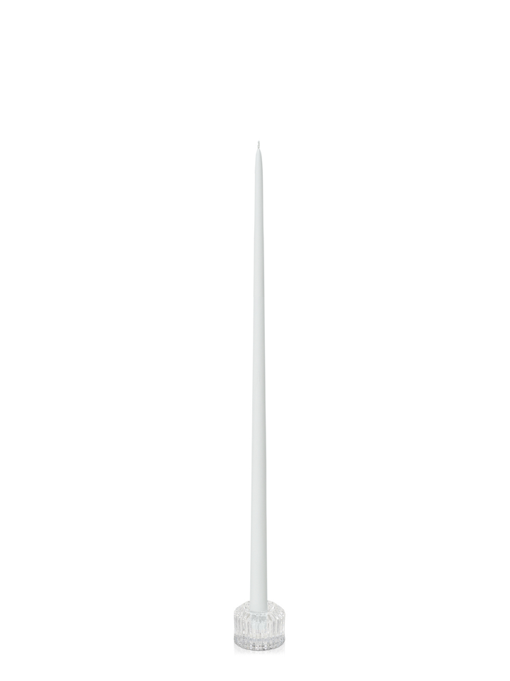 White 55cm Taper Candles with Bella Vintage Glass Holders - Set of 6 Pack of 6