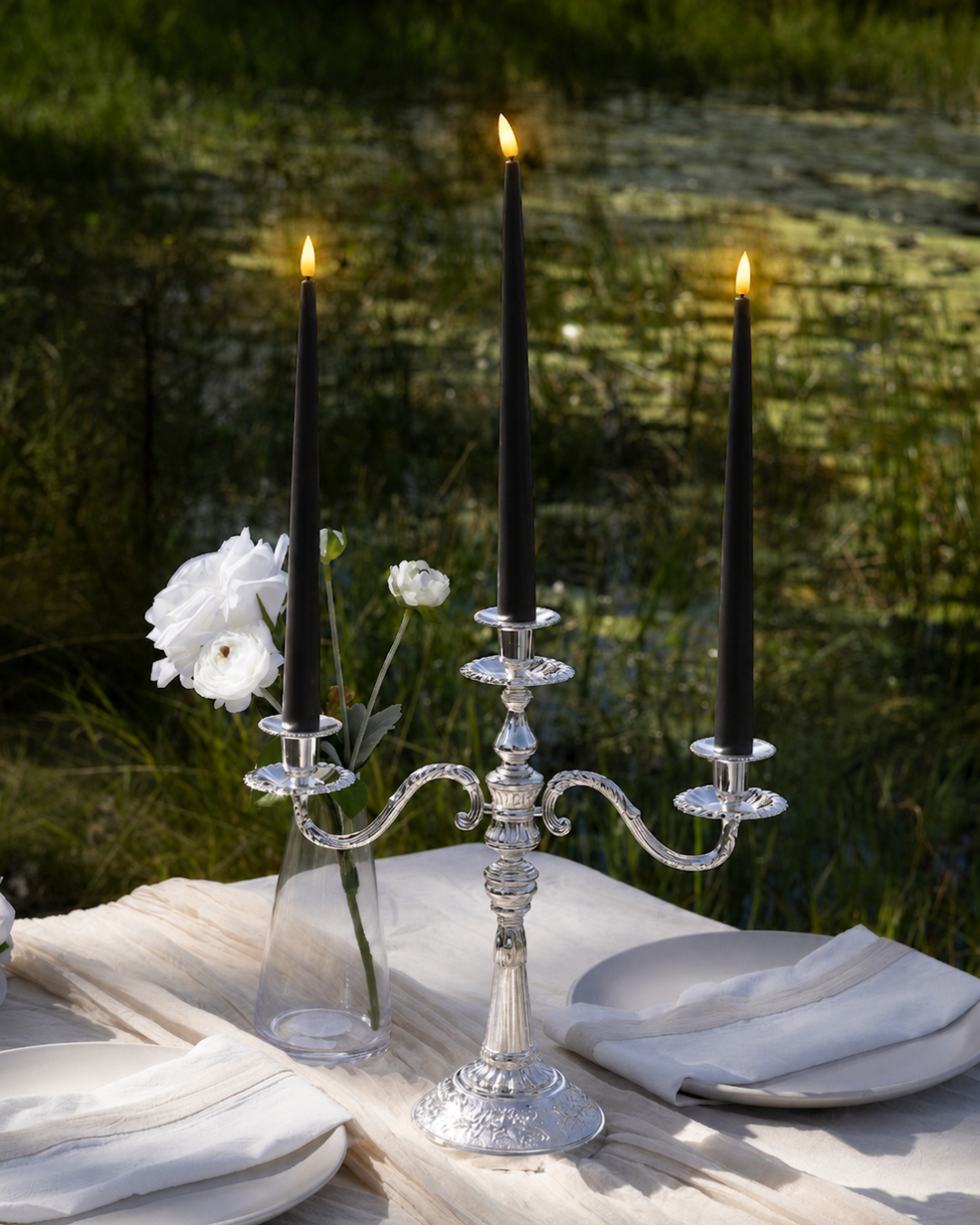 Black 31cm LED Taper Candles