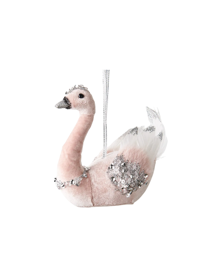 Ornament Swan Pink Silver Pack of 1
