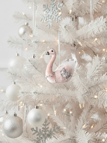 Ornament Swan Pink Silver Pack of 1