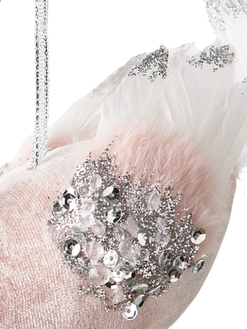 Ornament Swan Pink Silver Pack of 1