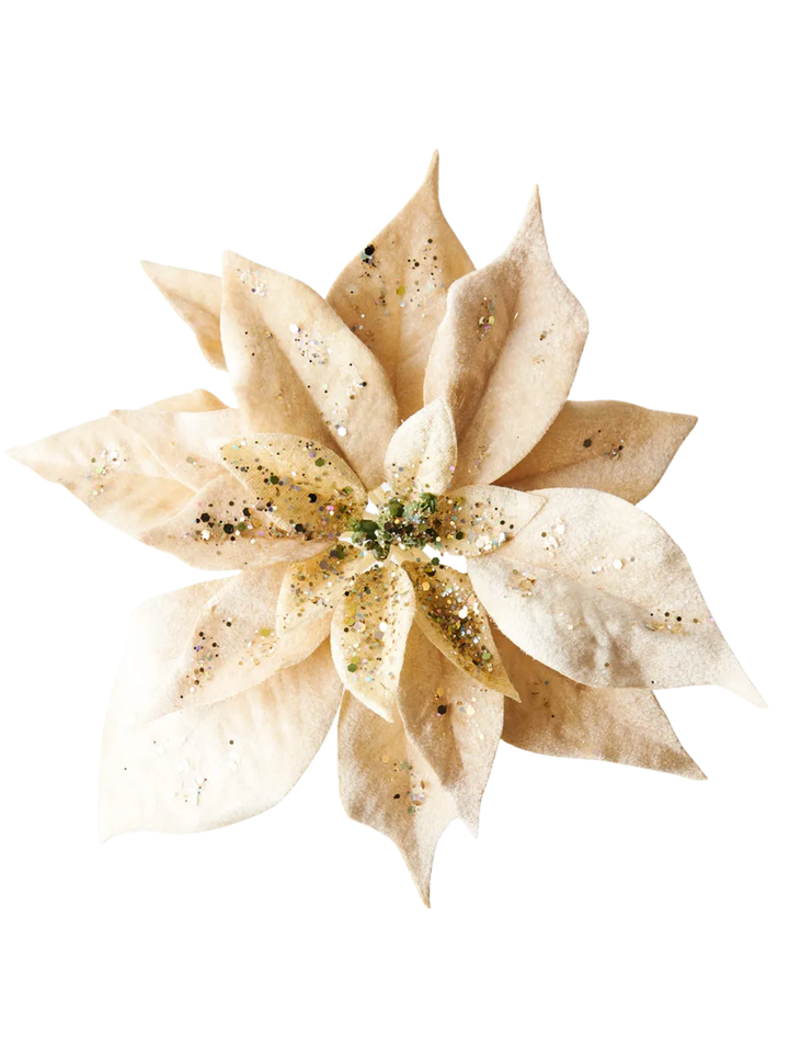 Clip Poinsettia Champagne Velvet Pack of 1