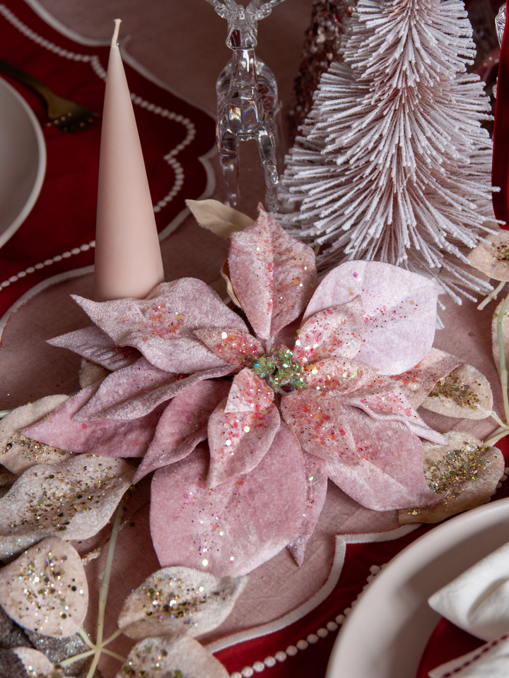 Clip Poinsettia Light Pink Velvet Pack of 1