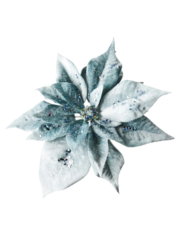 Clip Poinsettia French Blue Velvet Pack of 1