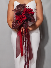 Red Dahlia & Anthurium Wedding Bouquet