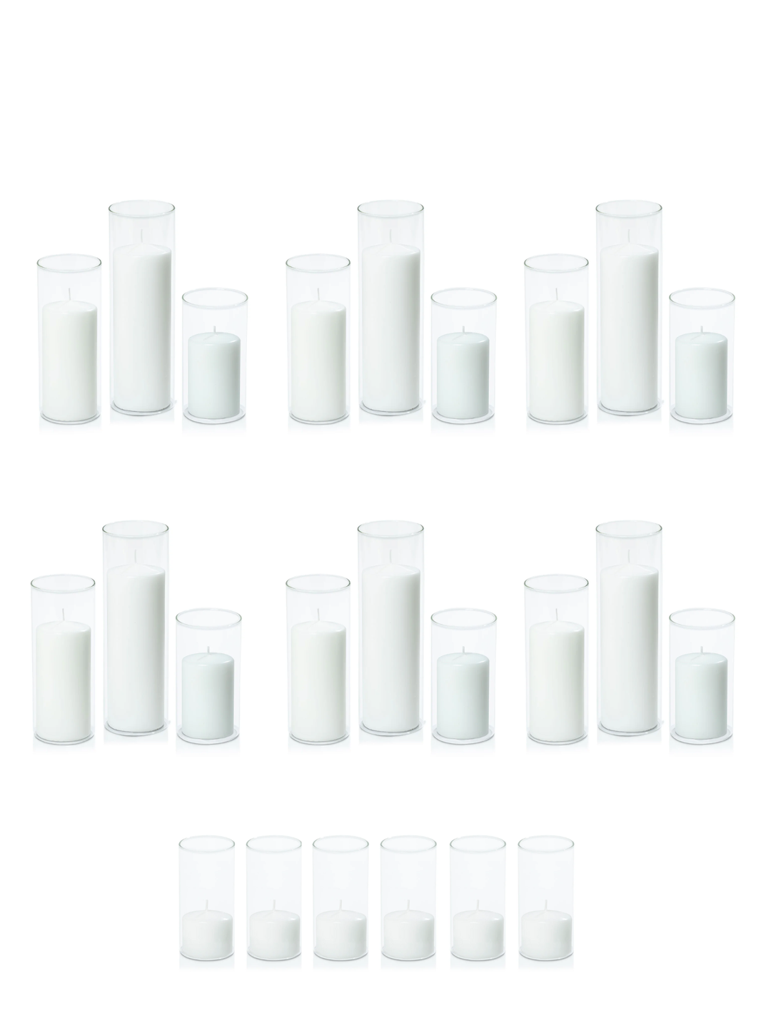White Event Pillar Candles & Glass Wedding Bundle - Large