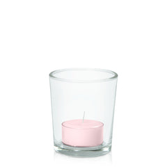 Blush Pink Tealight in Glass Votive Pack Pack of 24