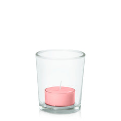 Coral Pink Tealight in Glass Votive Pack Pack of 24
