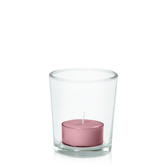 Dusty Pink Tealight in Glass Votive Pack Pack of 24