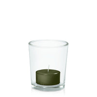 Olive Tealight in Glass Votive Pack