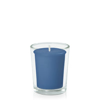 Dusty Blue Votive Candle in Glass Votive Pack