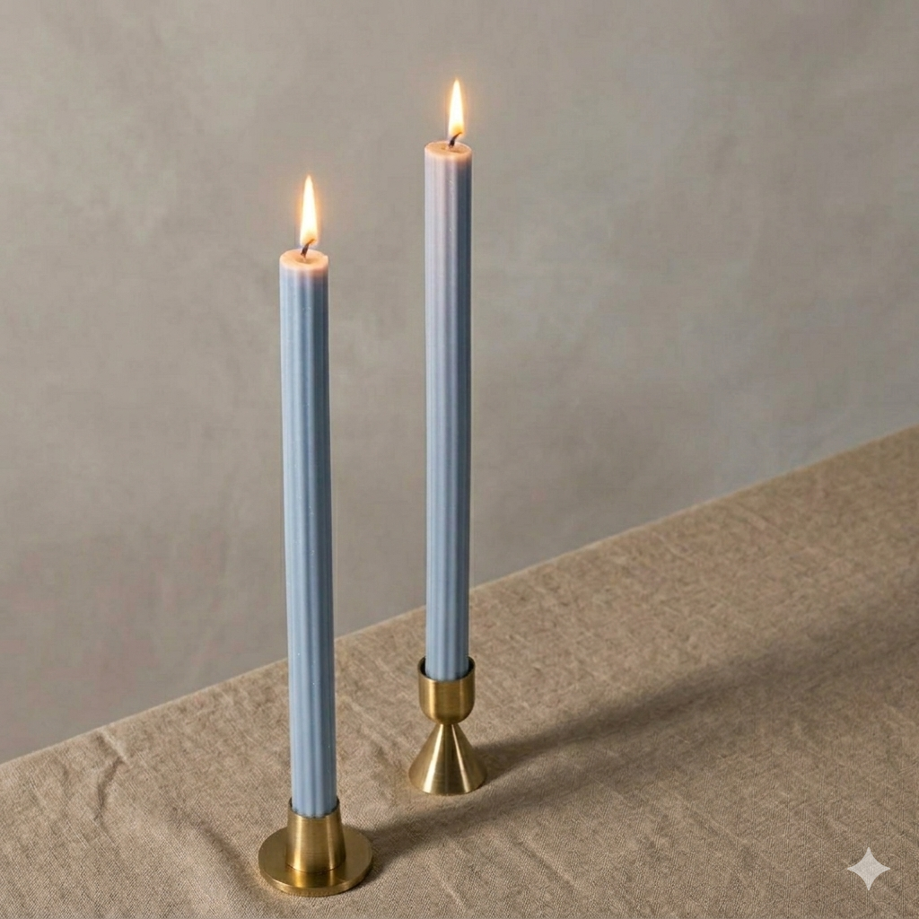 French Blue 30cm Fluted Dinner Candles
