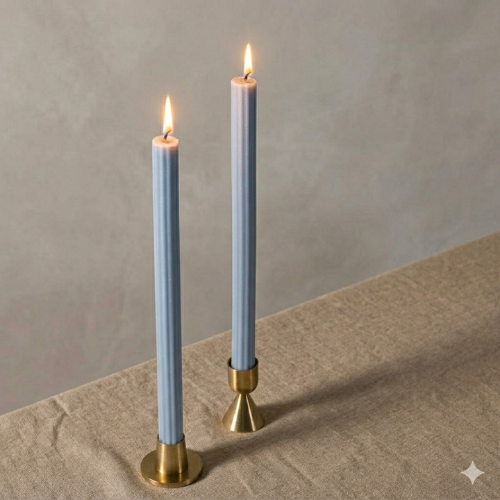 French Blue 30cm Fluted Dinner Candles