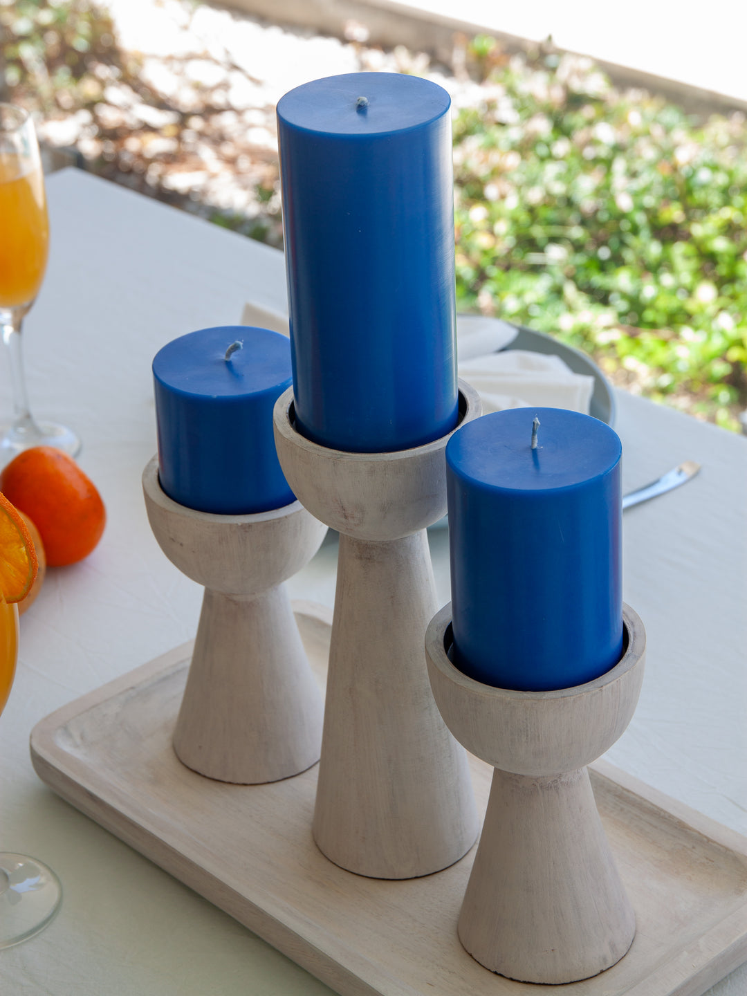 Whitewash Medium Ivy Wooden Pillar Holder